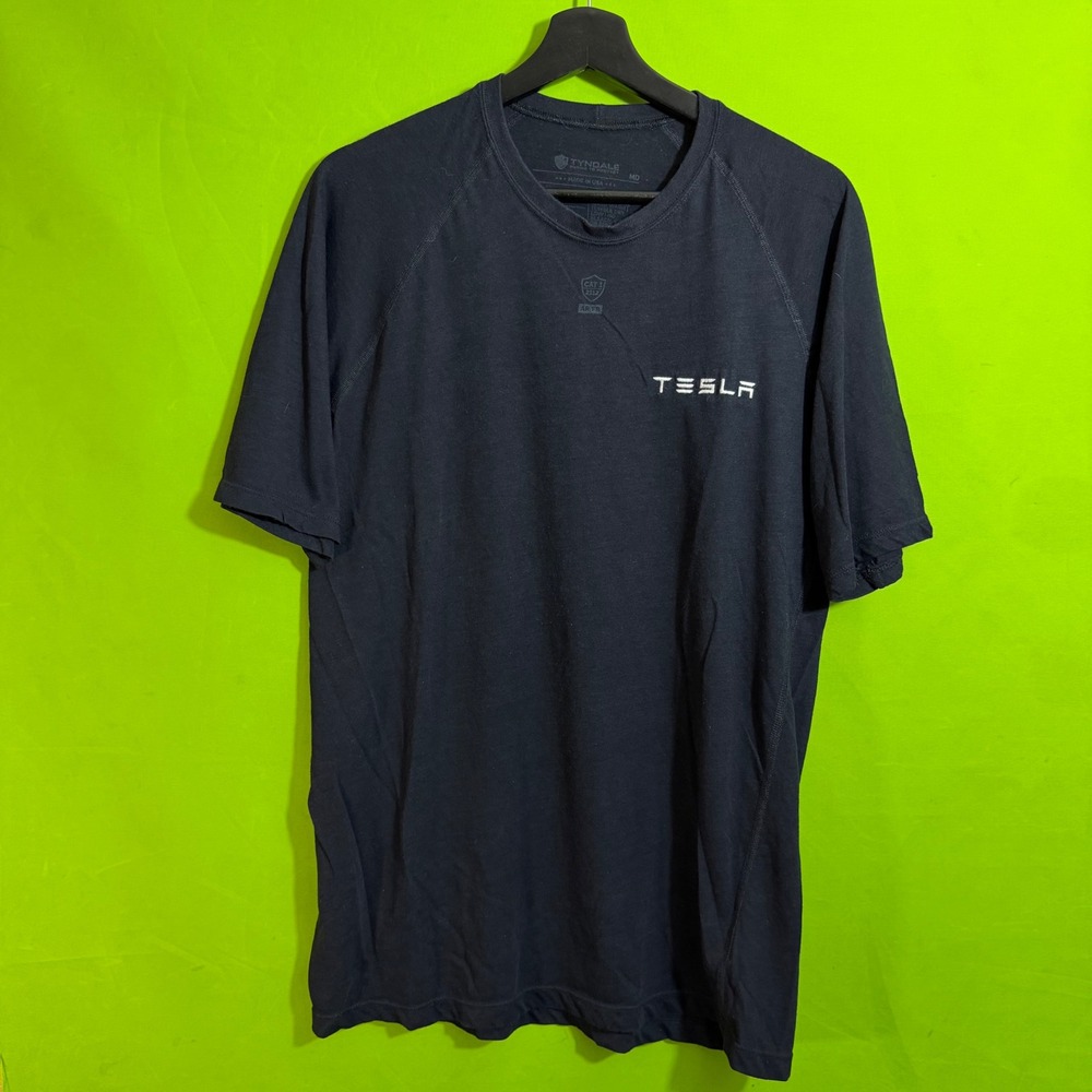 Tyndale Tesla FR Shirt Mens Medium Black Flame Resistant Workwear Logo Tee USA